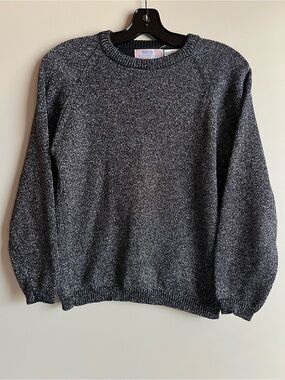Bay Club Small Petites Metallic Black Silver Knit Sweater Women’s Small Vintage